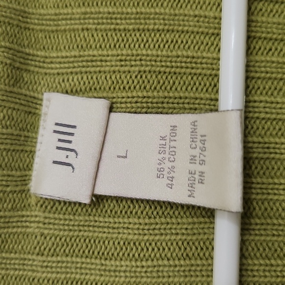 Silk/Cotton Green Ribbed Women's Sweater Career Preppy Feminine Large - Picture 8 of 10